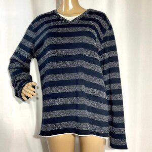 XXL Navy & White Striped Sweater Made in Italy